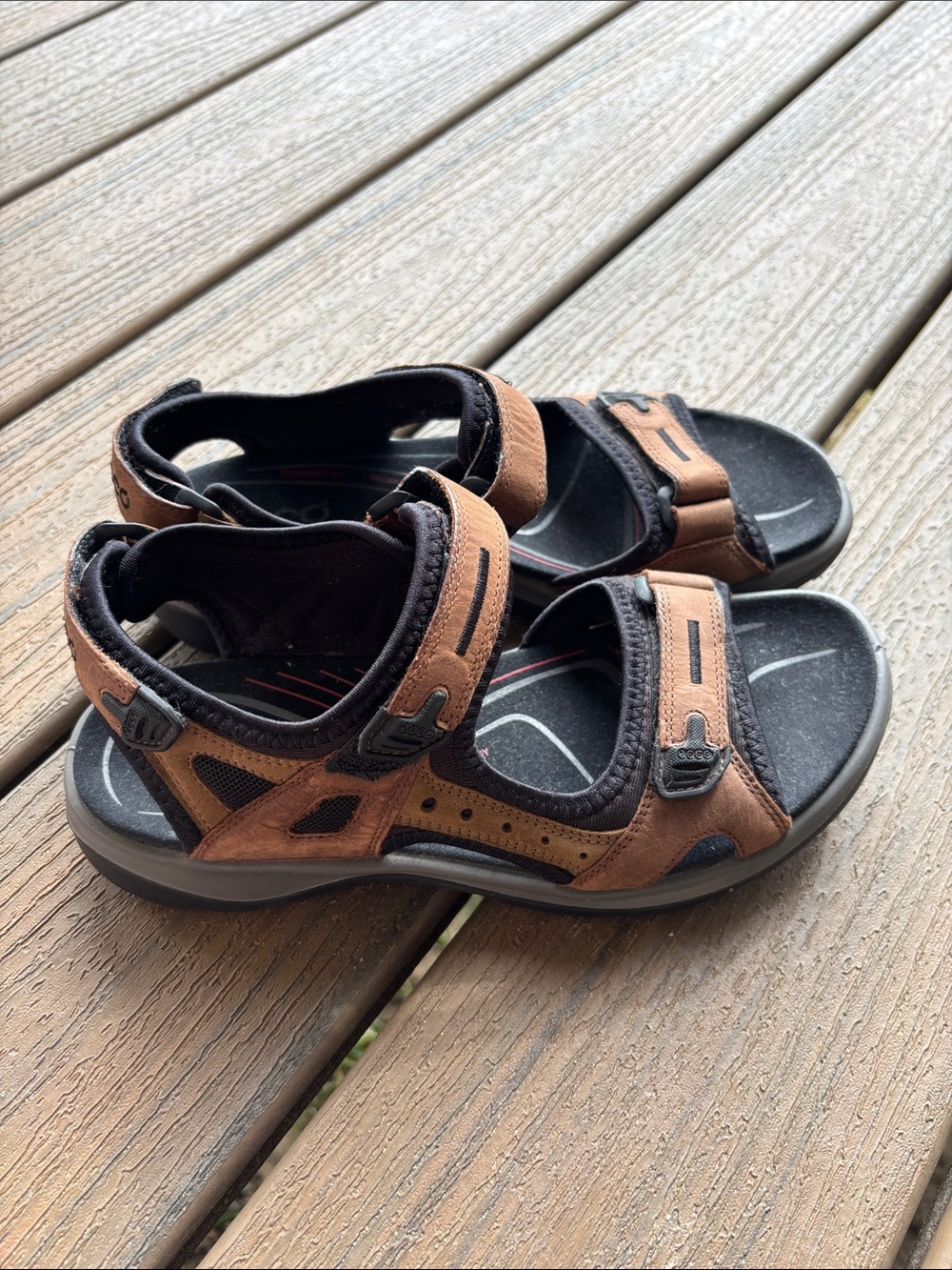 ECCO Yucatan womens size 37 shoes Brown Leather Strap Adjustable sport sandals